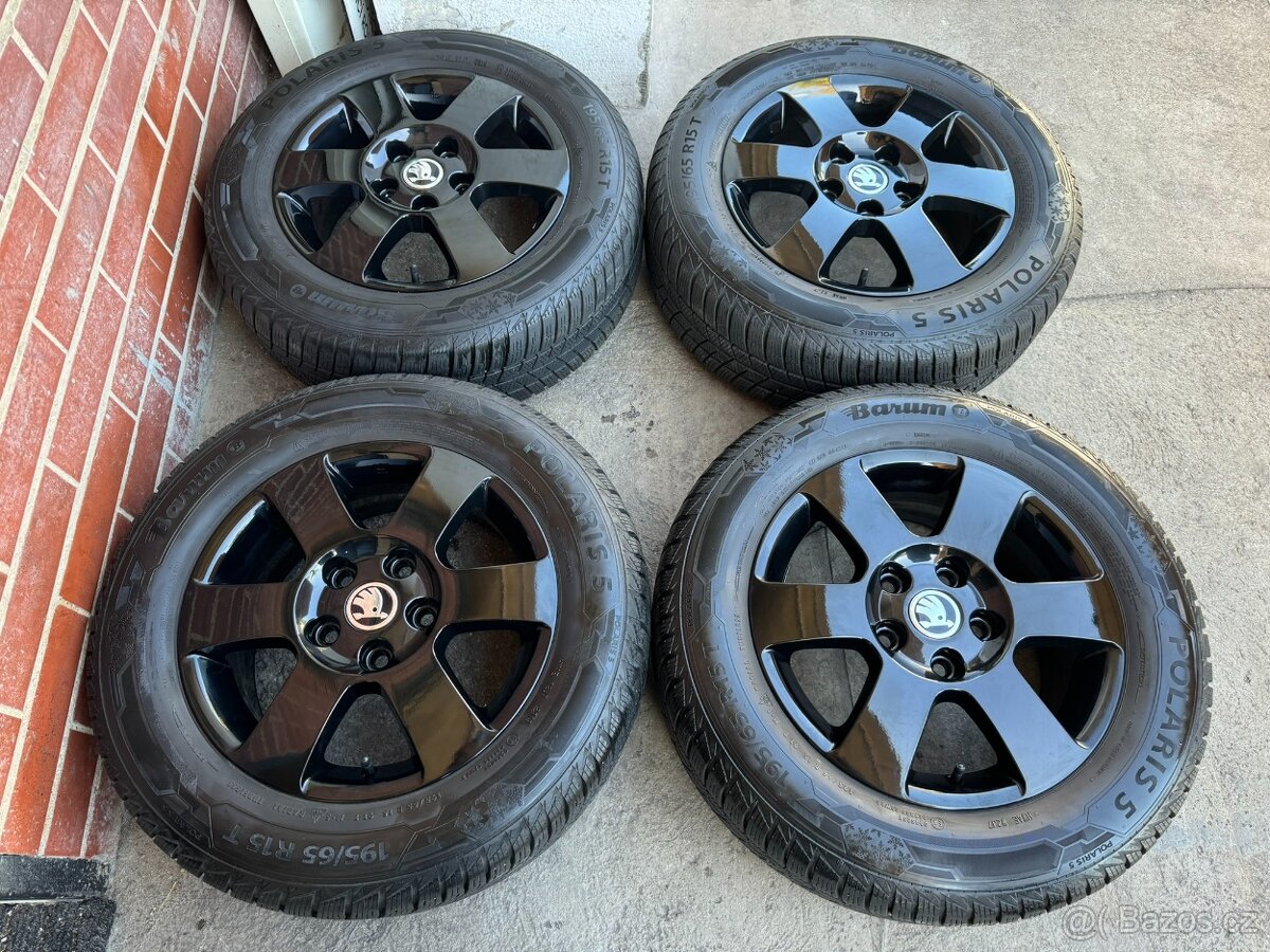 Alu 15" 5x112,škoda ORION - Black Nové,O2,O3 zimní pneu 85%