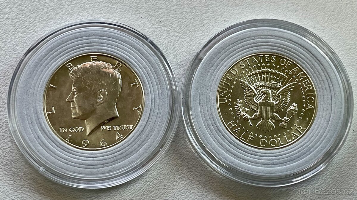 Stříbrná mince USA-half dollar-J.F. Kennedy 1964