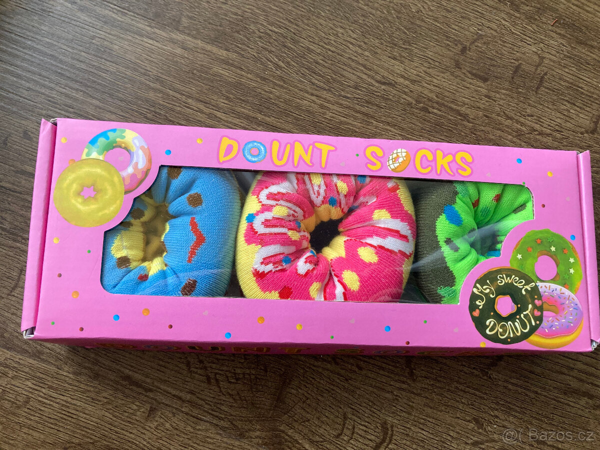 Donut ponozky 3ks dárkové balení