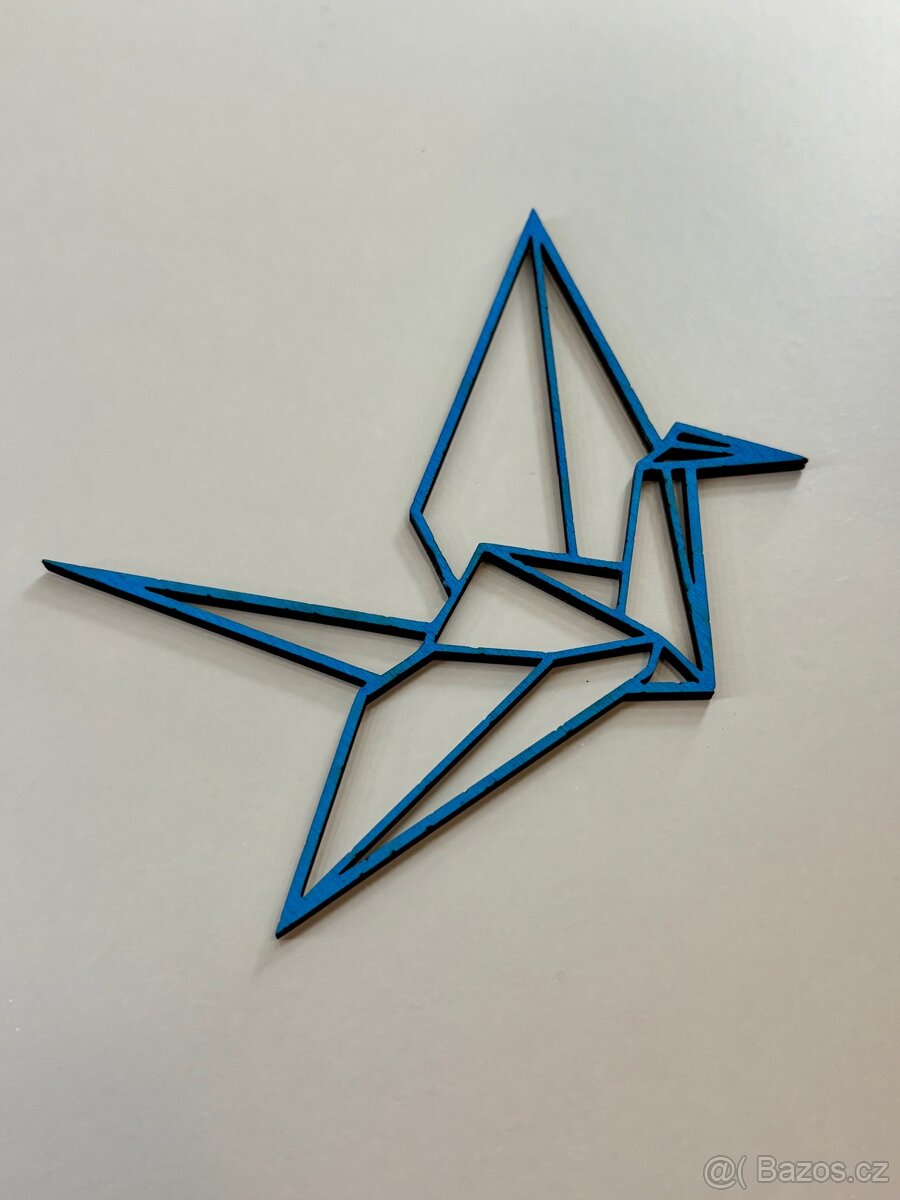 Dřevěná dekorace origami jeřáb