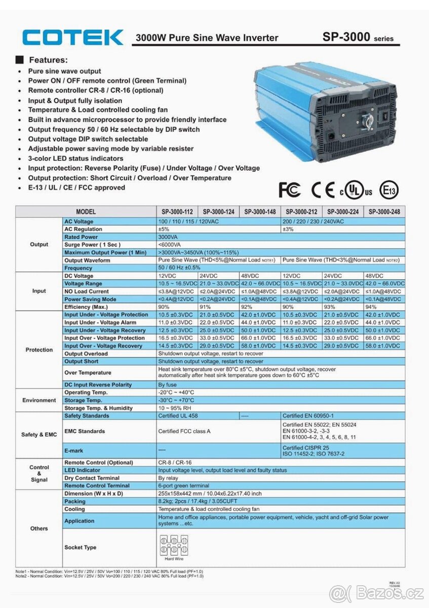 Profi Invertor / měnič napětí cotek SP 3000