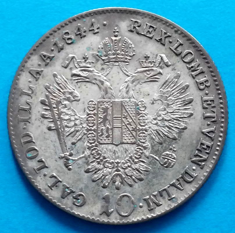 10 Krejcar 1844 Ferdinand V. Rakousko