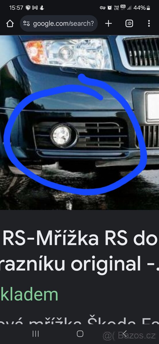 Mřížka mlhovky fabia 1 rs