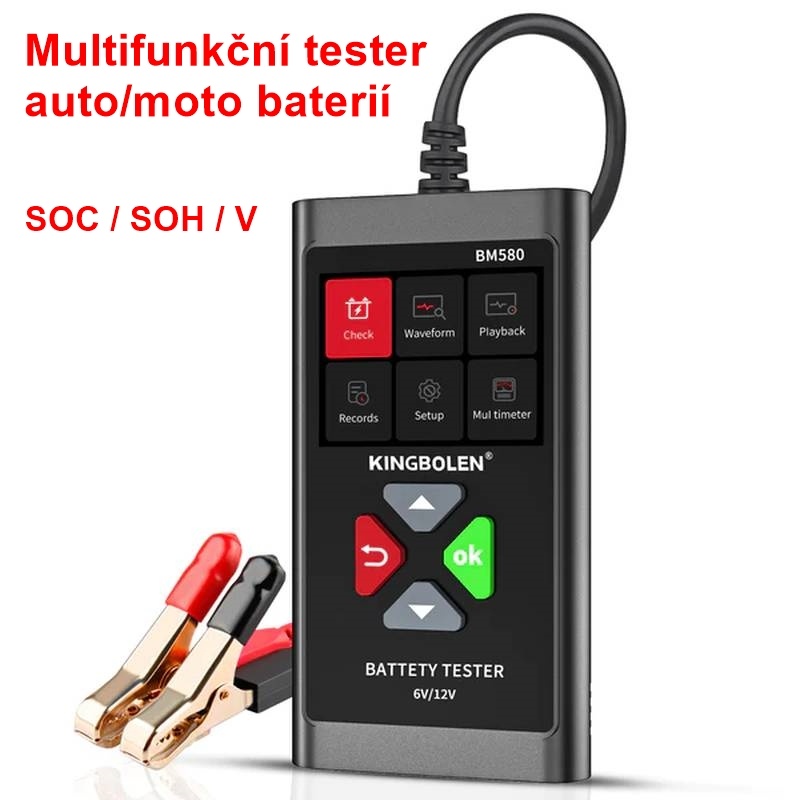 Profi tester autobaterií BM580 digitální LCD, 6-12V, 2-220Ah