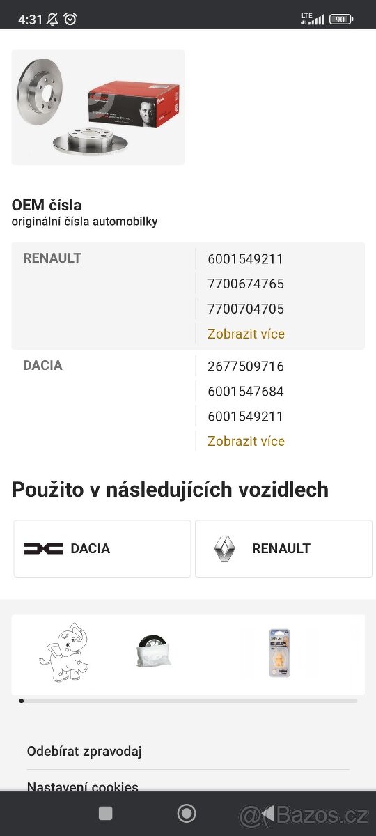 Brzdove kotouče Brembo Renault,Dacia