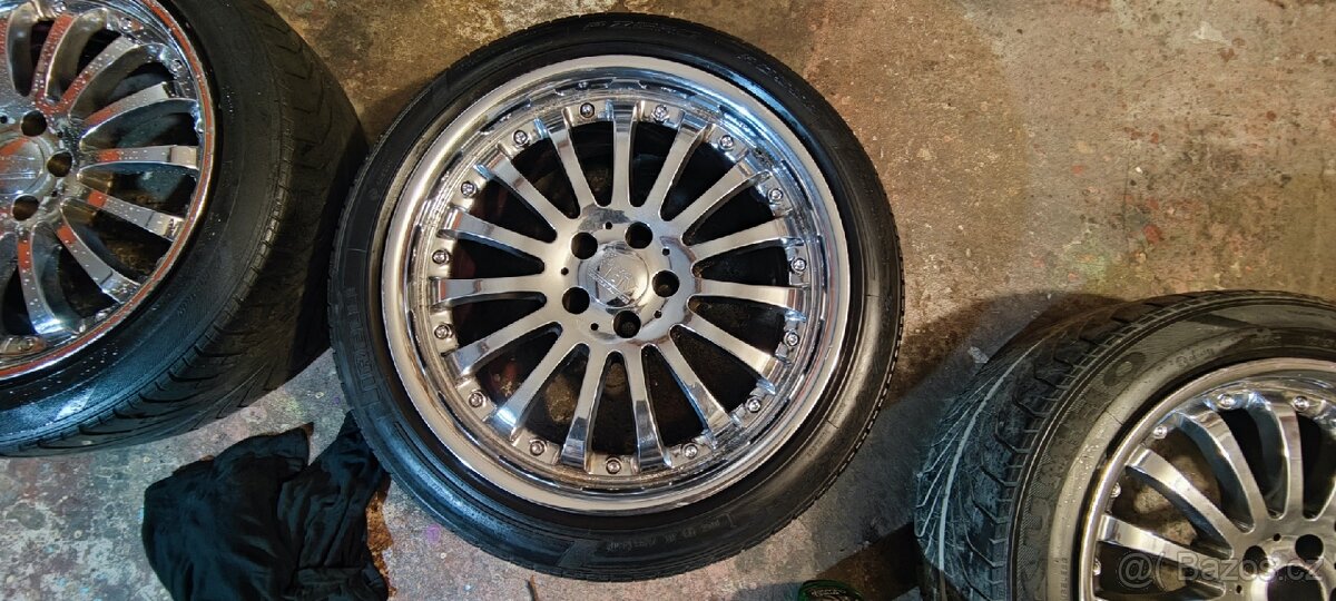 Alu kola chromové R17 5x100 + letní pneu Pirelli