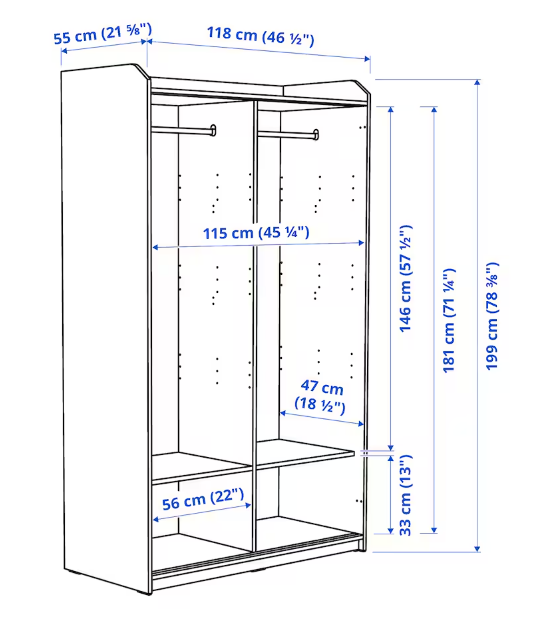 HAUGA 118x55x199 cm