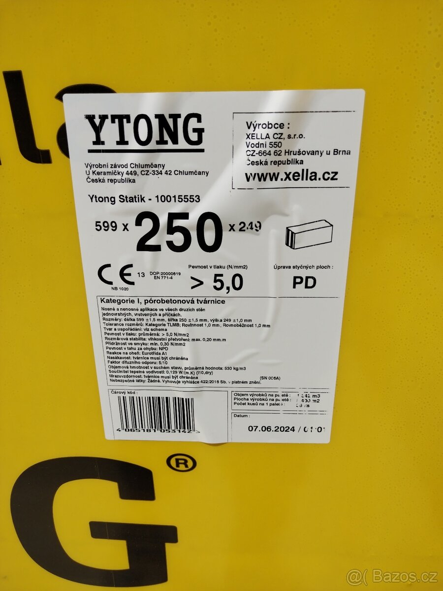 Ytong 250x249x599 PDK