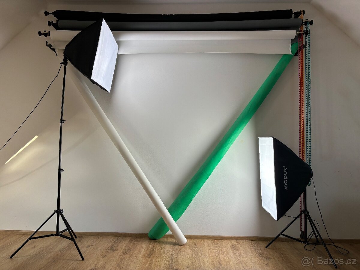 Andoer Studio Photo 2x Softbox(8x žárovka uvnitř)+5x plátno