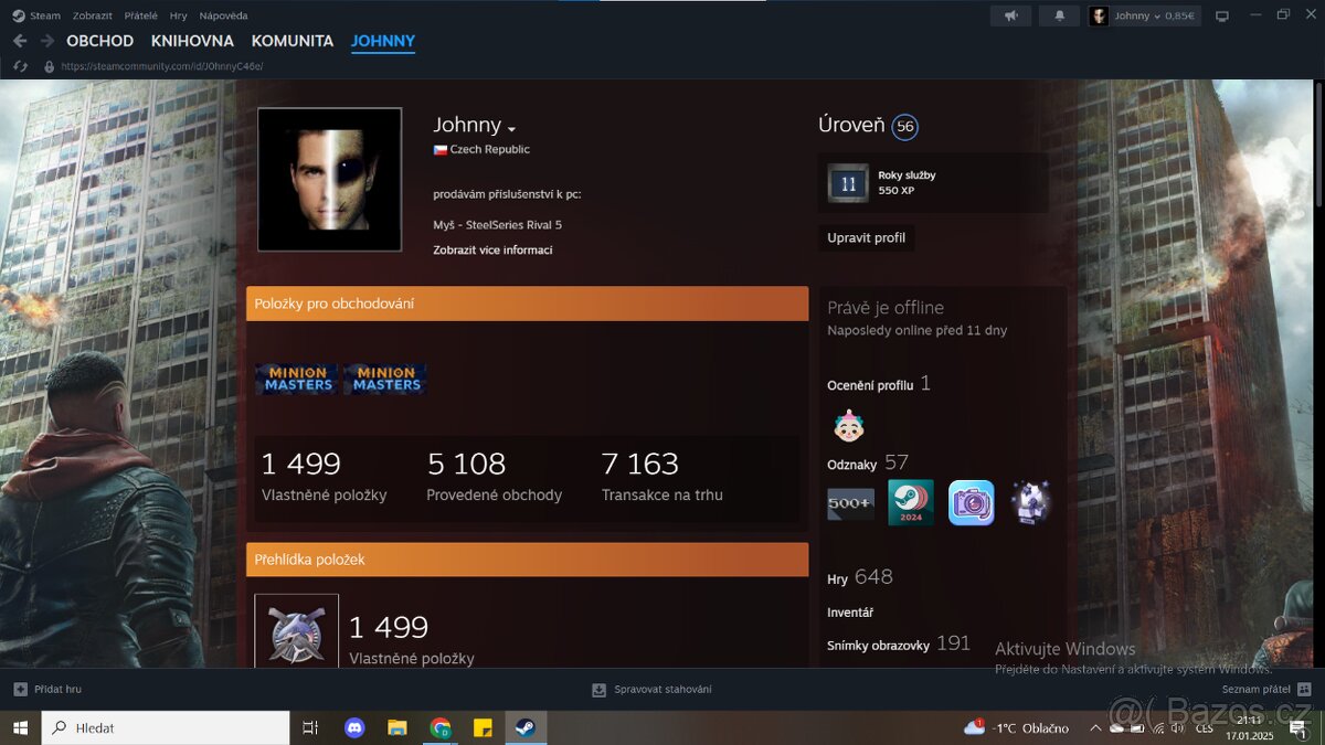 Steam acc s 648 hrama