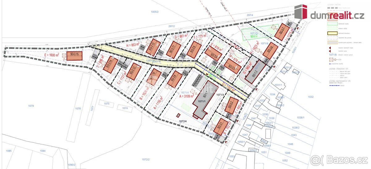 Stavební pozemky se sítěmi  22700 m2 Brody Krásný Dvůr