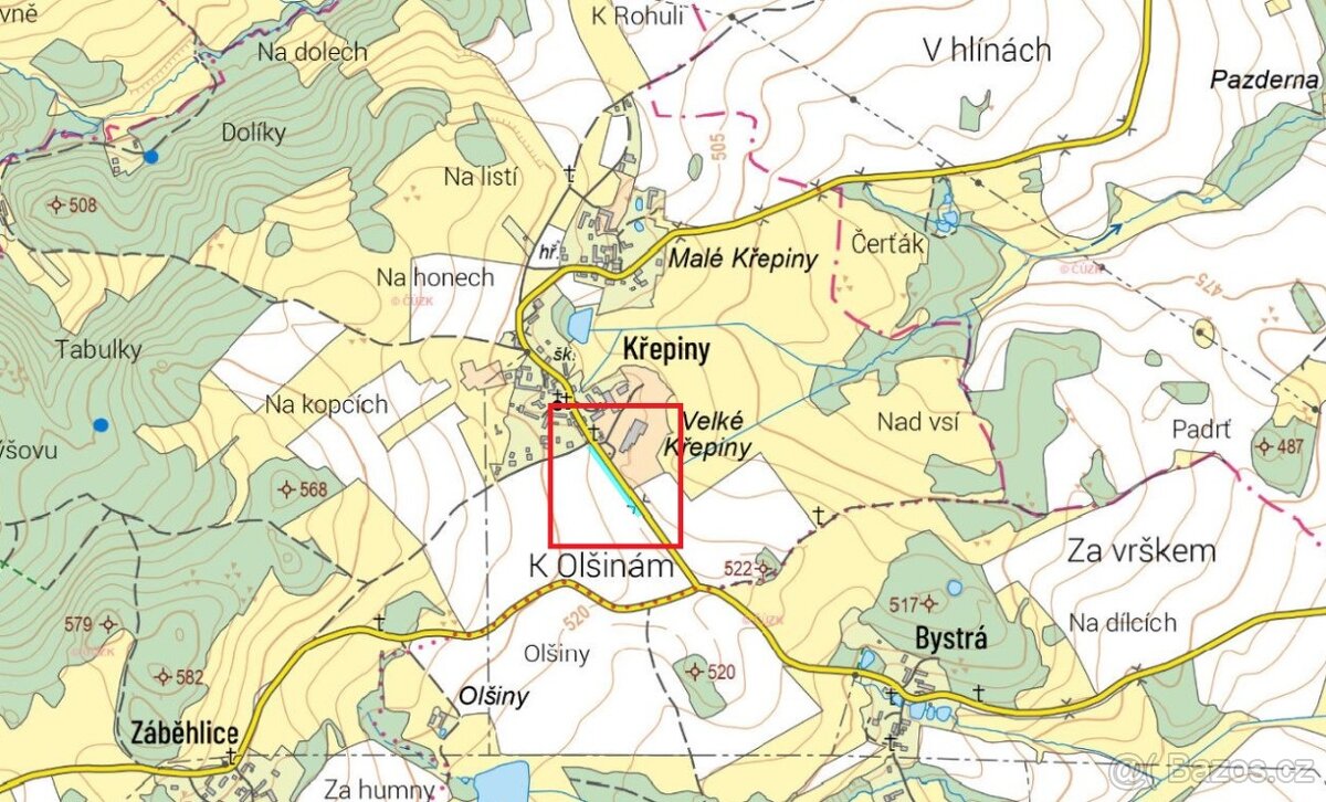 Prodej pole v plánované ploše bydlení - 1 915 m2 - Křepiny