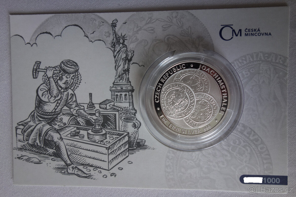 Investiční stříbro: 1 oz mince Tolar 2021 proof číslovaný