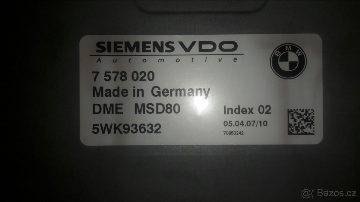 Řídící jednotka MSD80 pro 6válcové benzín motory BMW