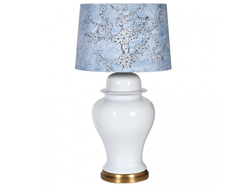 Luxusní velká porcelánová lampa 81cm bílo-modrá