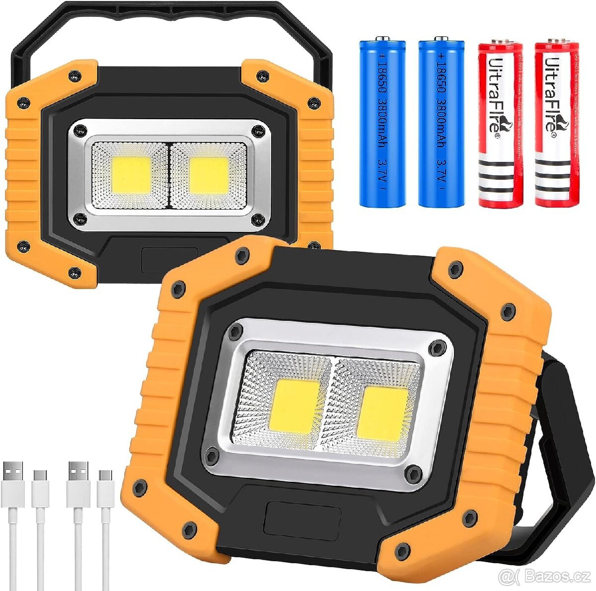 Pracovní / otdoor odolná LED COB lampa 30W + powerbanka