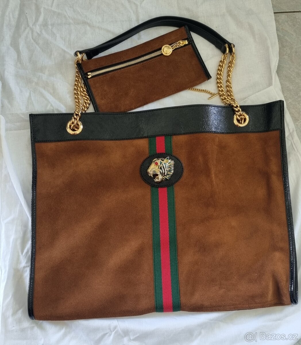 Kabelka Gucci Rajah  suede Tote bag brown