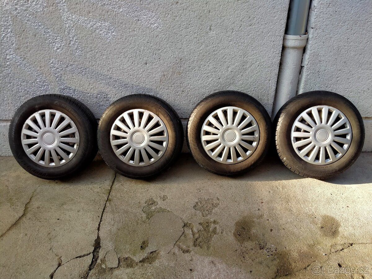 Ocelová kola VW R15, 5x112, ET 47, Zimní pneu 195/65 R15