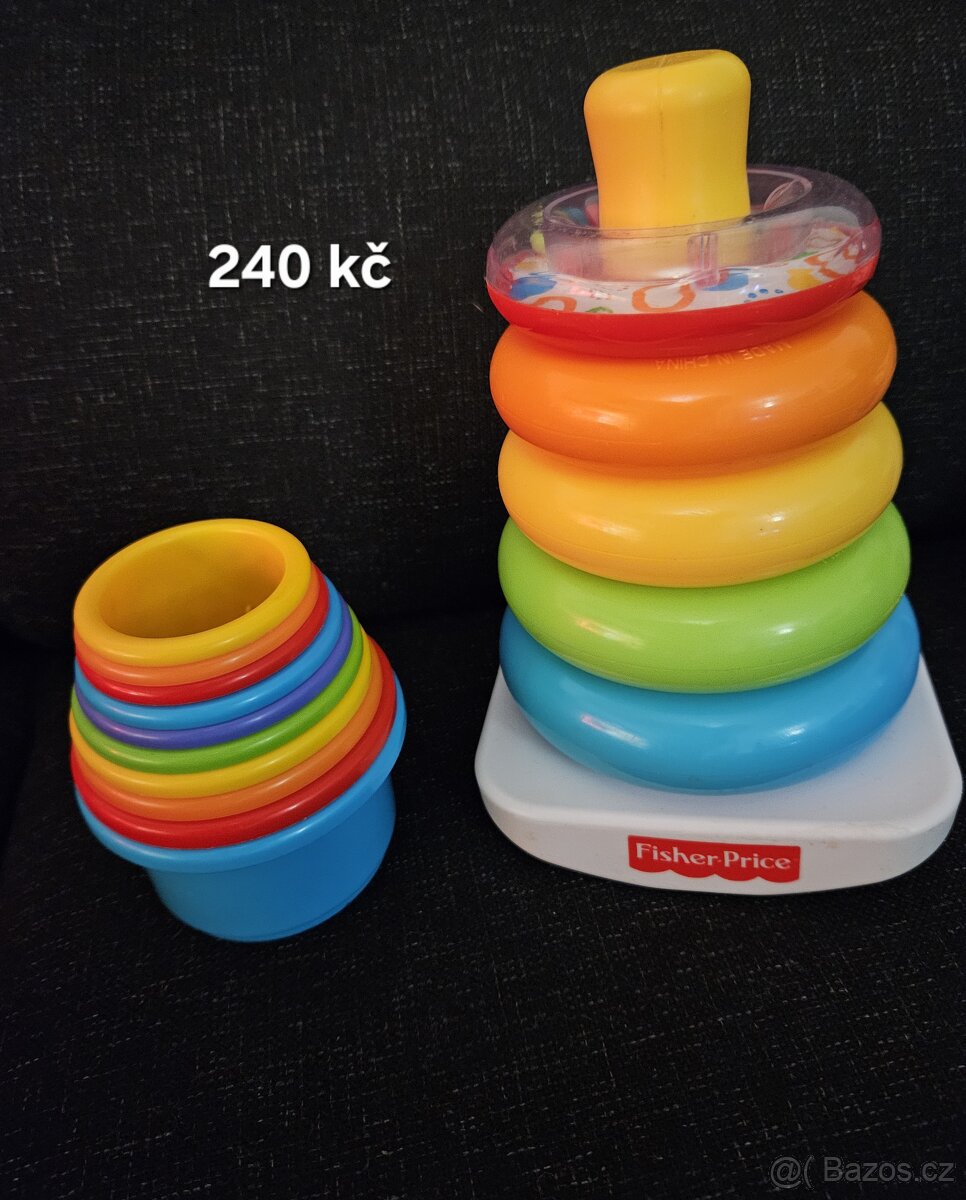 Fisher price navlékání kroužků  + pyramida