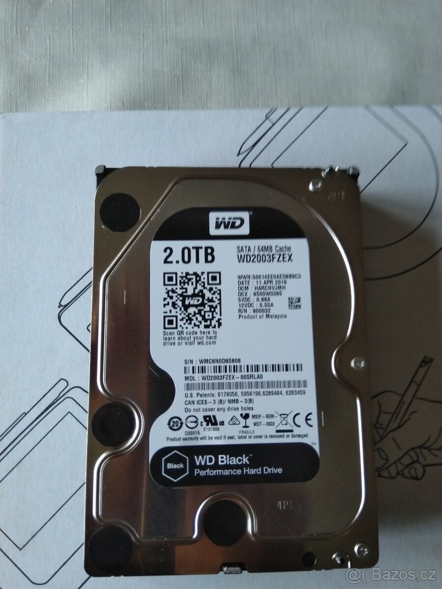 Prodám HDD Western Digital Black 2TB SATA III 3,5