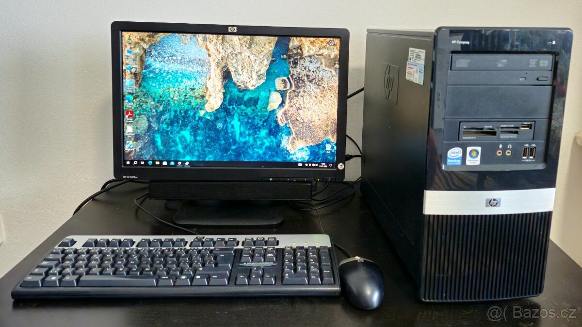 HP Compaq dx2400 minitower + HP LE1901w + repro + klávesnice