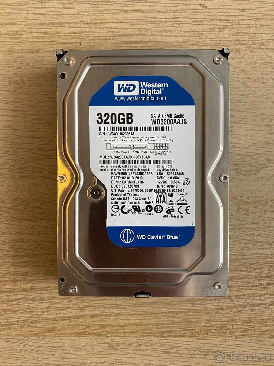 Western Digital WD Blue 320GB HDD WD3200AAJS - testované, OK