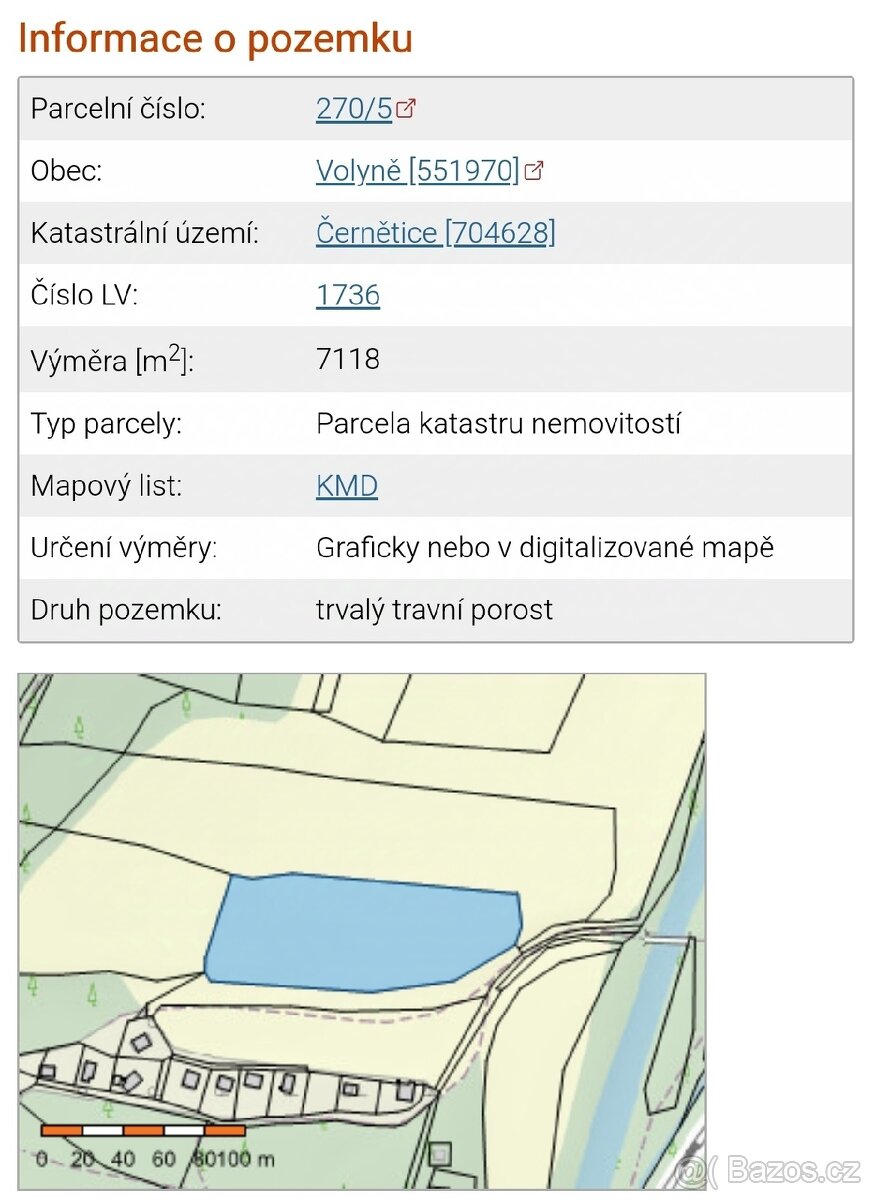 Černětice u Volyně louka u chatiček