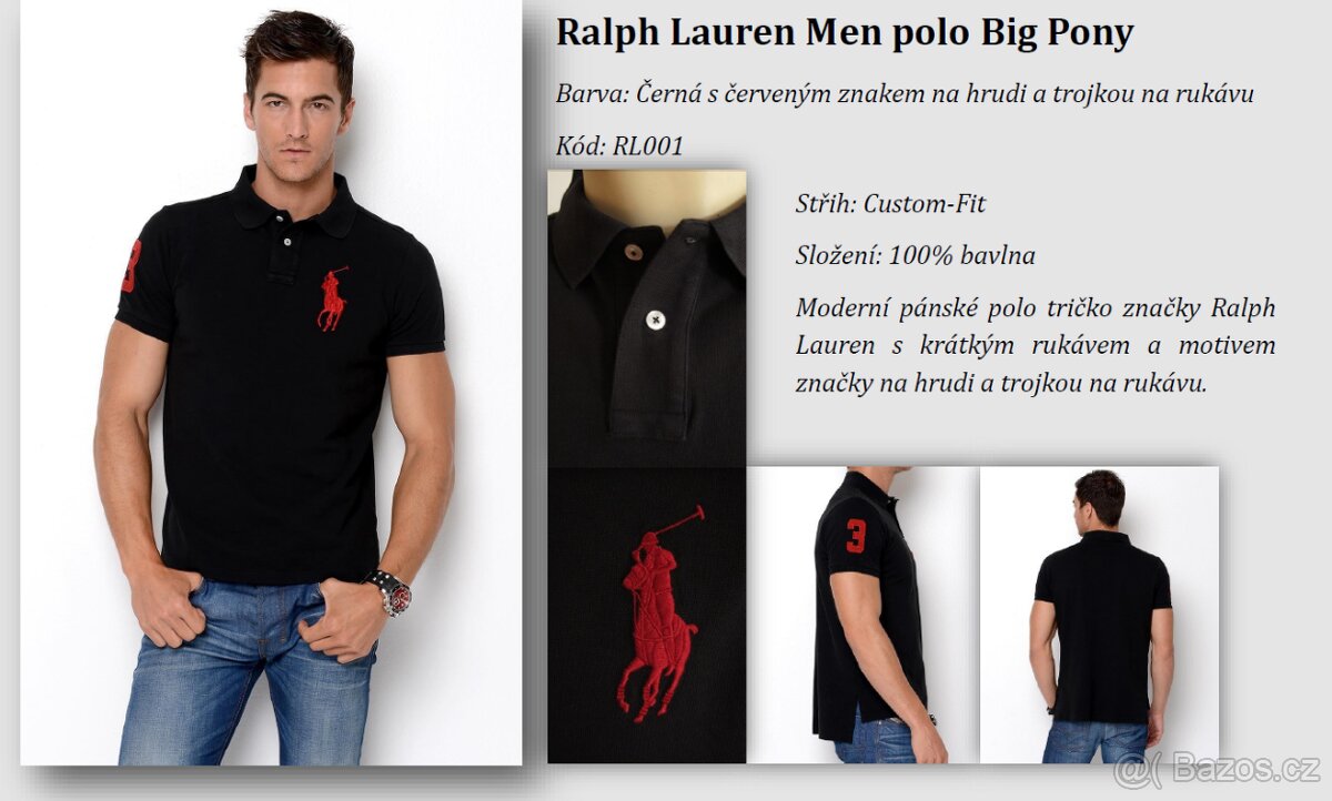 NOVÉ pánské polo triko Ralph Lauren: černé