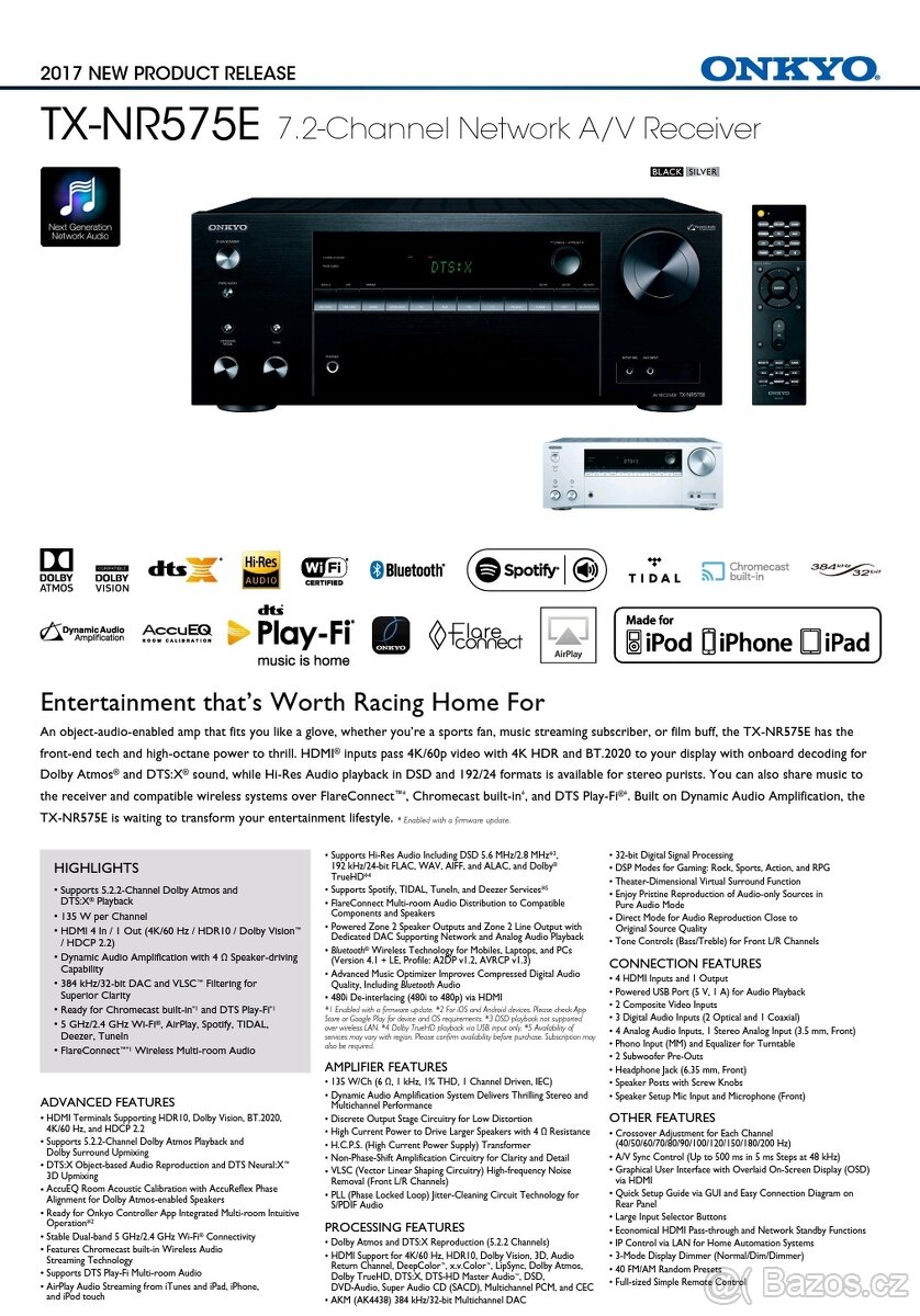 7.2 AV Receiver Onkyo TX-NR575E