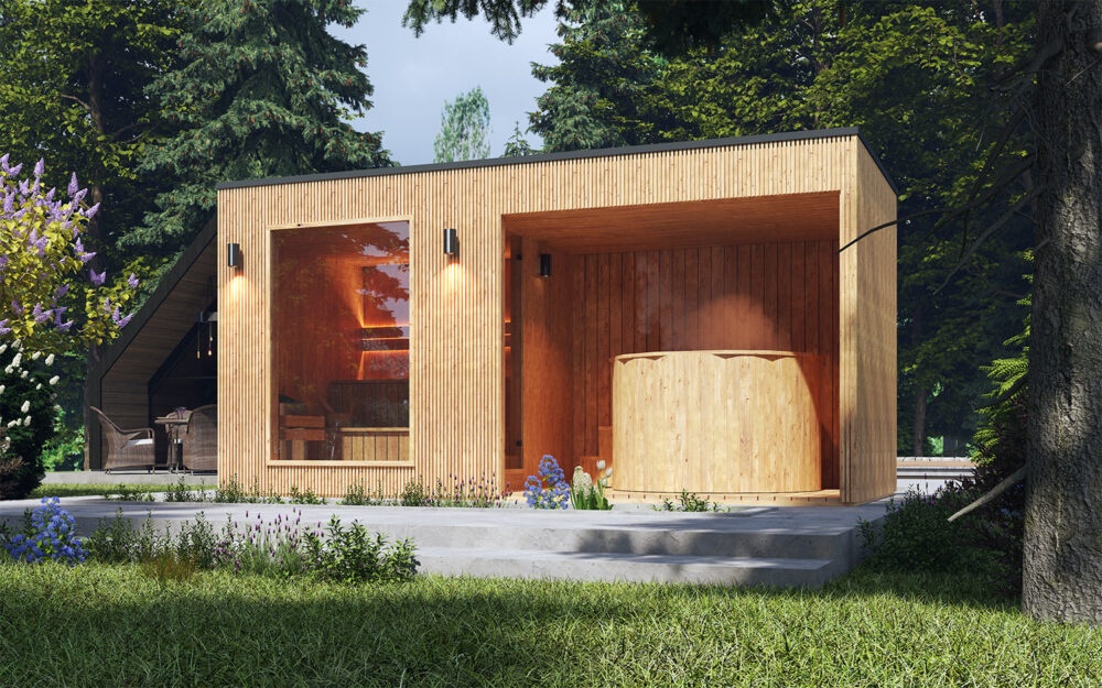 Sauna Premium 220x500 s terasou a vířivkou