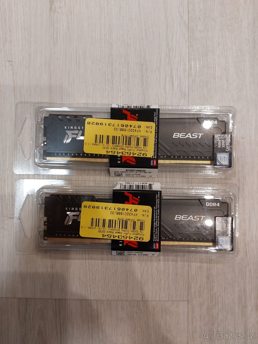 64GB DDR4 HYPERX FURY BEAST 3200MHZ (2x32gb) úplně NOVÉ