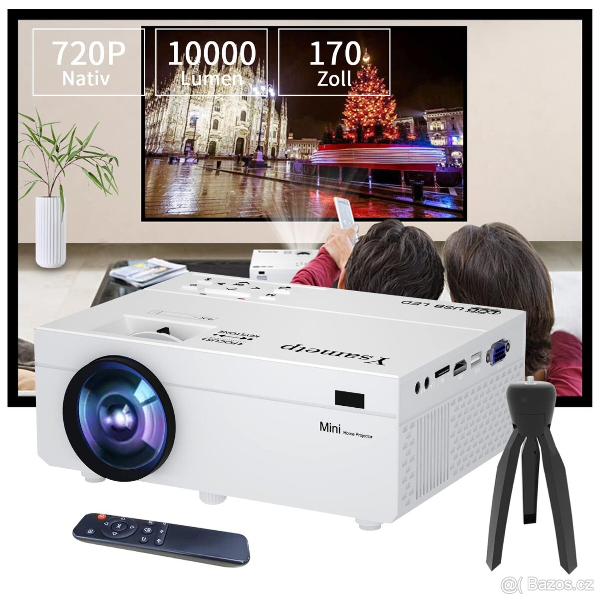 přenosný projektor Ysametp, HD videoprojektor 1280 x 720P