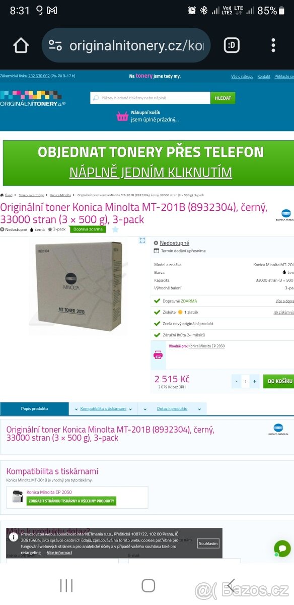 Originální toner Konica Minolta MT-201B