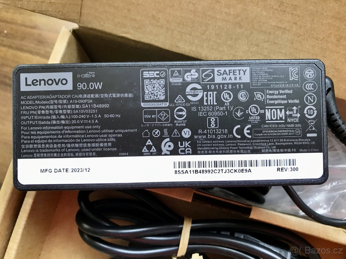 Prodám Lenovo adaptér / nabíječku 20V/4.5A 90W pro notebook