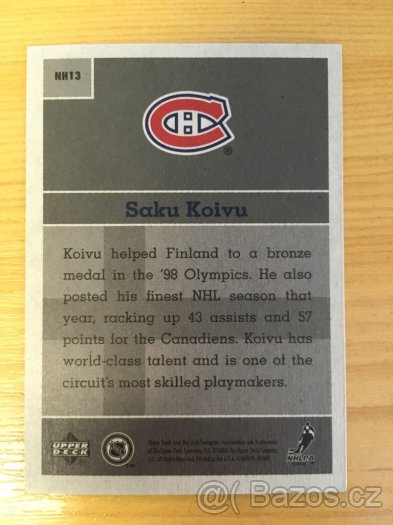 Hokejová karta 2000/2001 UPPER DECK Saku Koivu