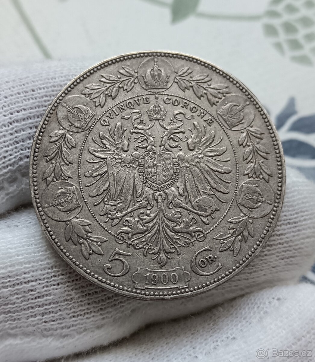 5 koruna RU 1900bz v pěkném stavu