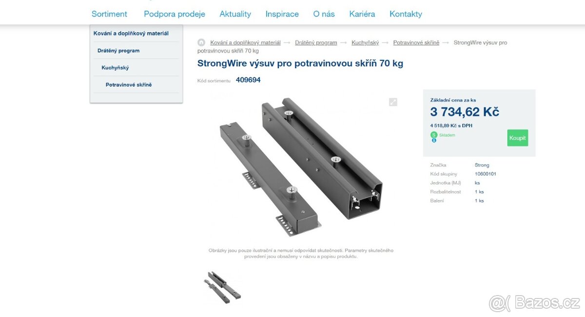 StrongWire výsuv pro potravinovou skříň 70 kg 409694