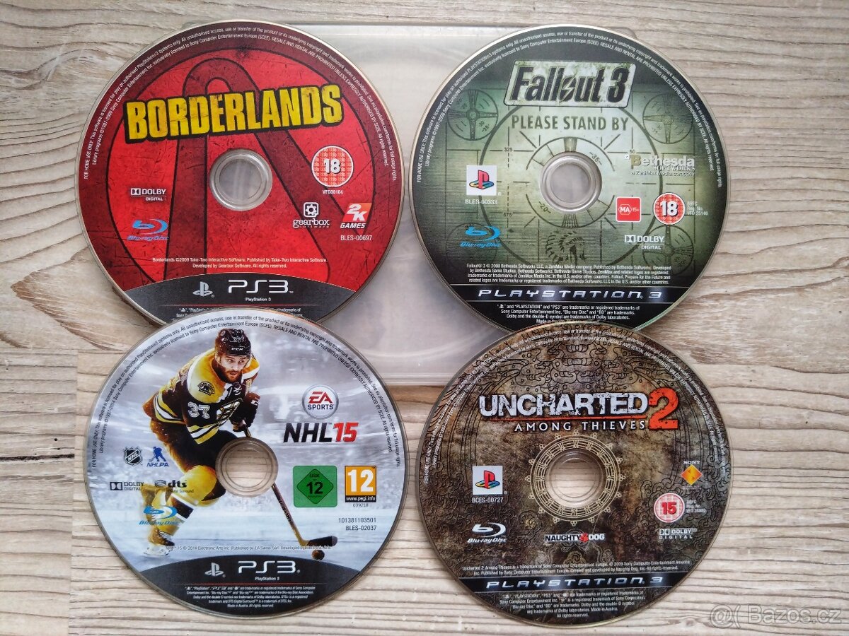 PS3 hry - Borderlands, Fallout 3, NHL 15, Uncharted 2