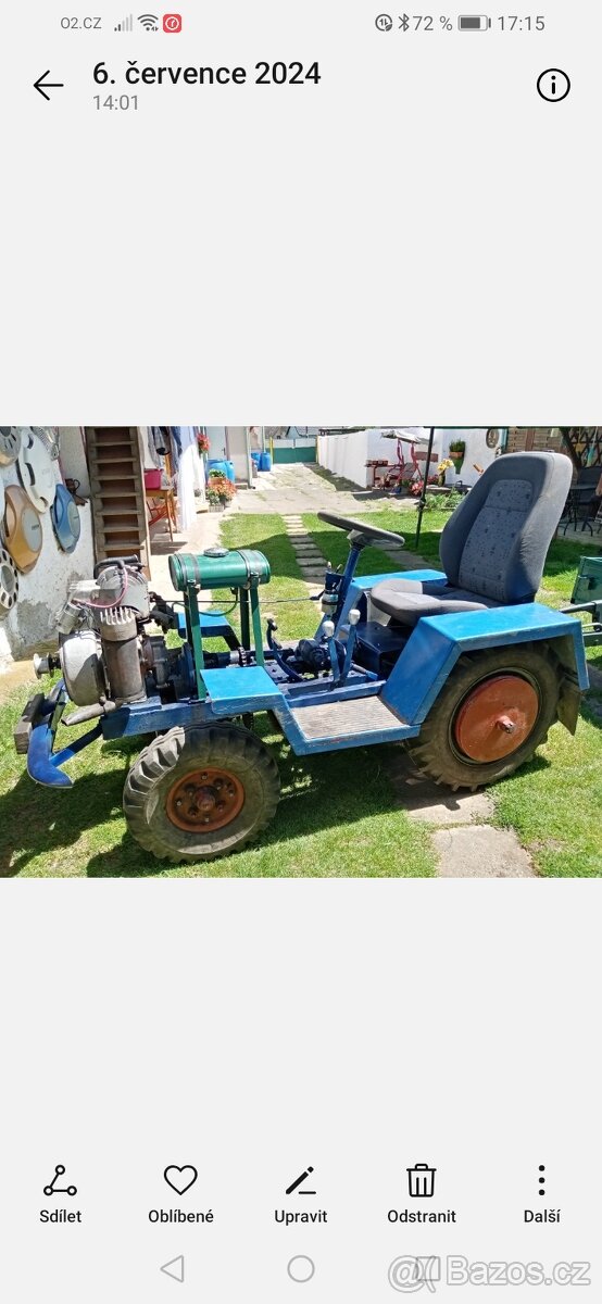 Traktor domácí výroby, motor PF 62, převodovka GAZ