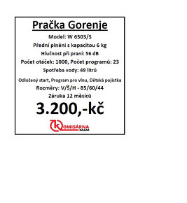 Použitá pračka Gorenje W 6503 se zárukou 12 měsíců - 10