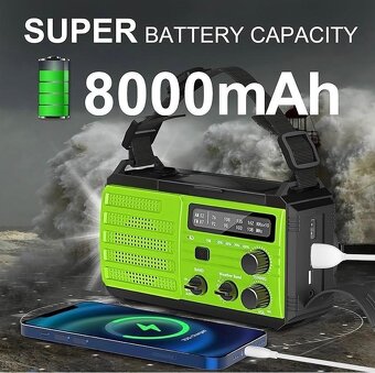 Solární rádio dynamo AM/FM power banka 8000 mAh - 10