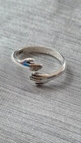 Nový dámský stříbrný prsten prstýnek otevřený 925 ruce dlaně - 10