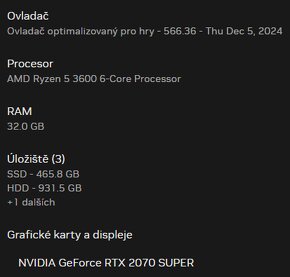 Herní PC ryzen 5 3600, RTX 2070 Super, 32 gb RAM - 10
