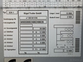 Kögel S 24-1, LOW DECK, TŘÍSTRANNÁ SHRNOVACÍ PLACHTA, PŘÍZDV - 10