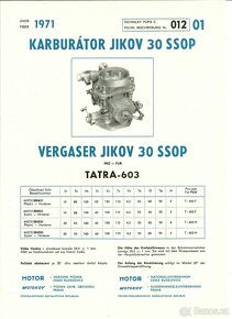 Tatra 603 - nový karburátor Jikov 30 SSOP - 10