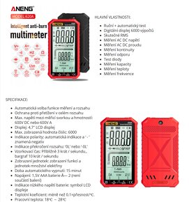 Multimetr ANENG 620A TRUE RMS měřící přístroj - 10