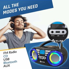 Přenosný audio přehrávač KLIM B3 Boombox - Bluetooth/CD/FM - 10