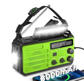 Solární rádio dynamo AM/FM power banka 8000 mAh - 10