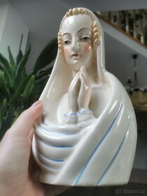 Porcelánová Madona 23 cm, cca 100 let stará - 10