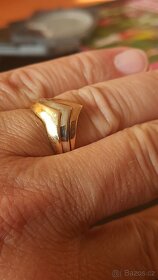 Luxusní prsten AU 14 kar. 3 druhy zlata - 10